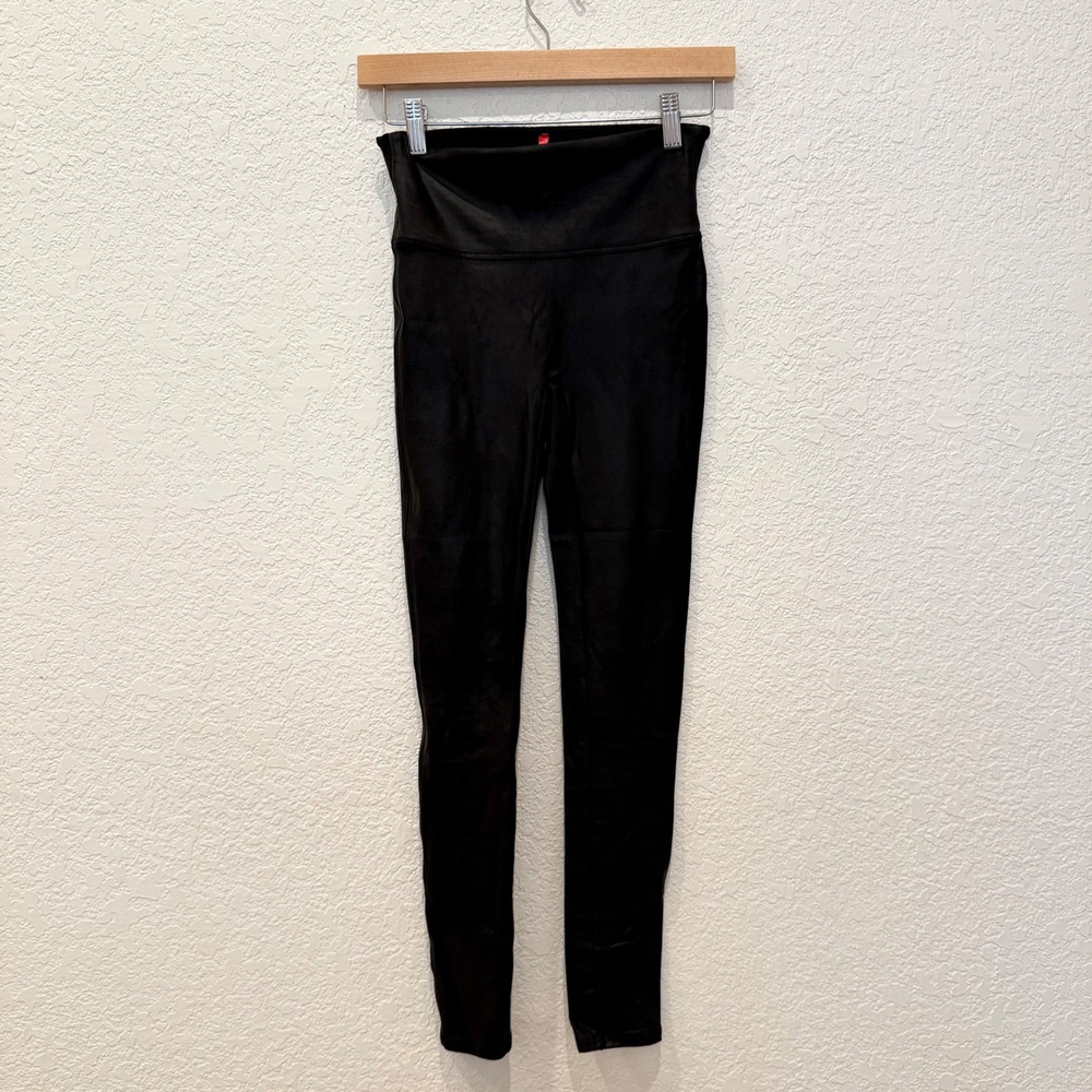 Spanx Womens Faux Leather Leggings Black High Waisted Slimming Pants Small S/P - Picture 2 of 8